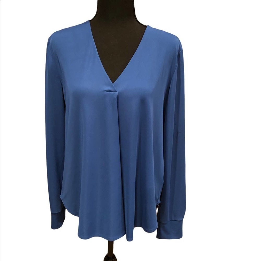 Premise Studio Cobalt Blue Blouse Popover Lightweight Long Sleeve Size Medium